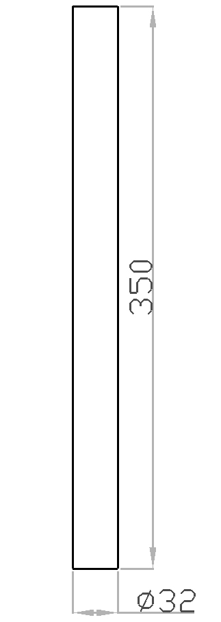 NT Edelstahl Rohr Ø 32 mm /350 mm mit Endkappen