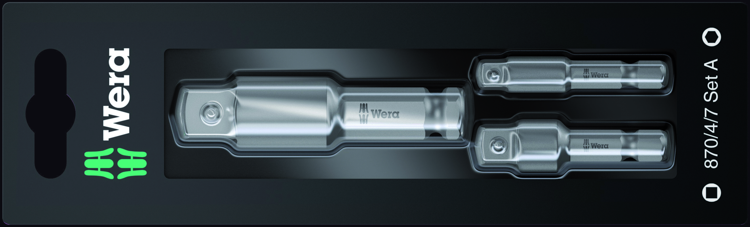 Wera Adapter-Set 870 1/4"+7/16"-Antrieb 3-teilig