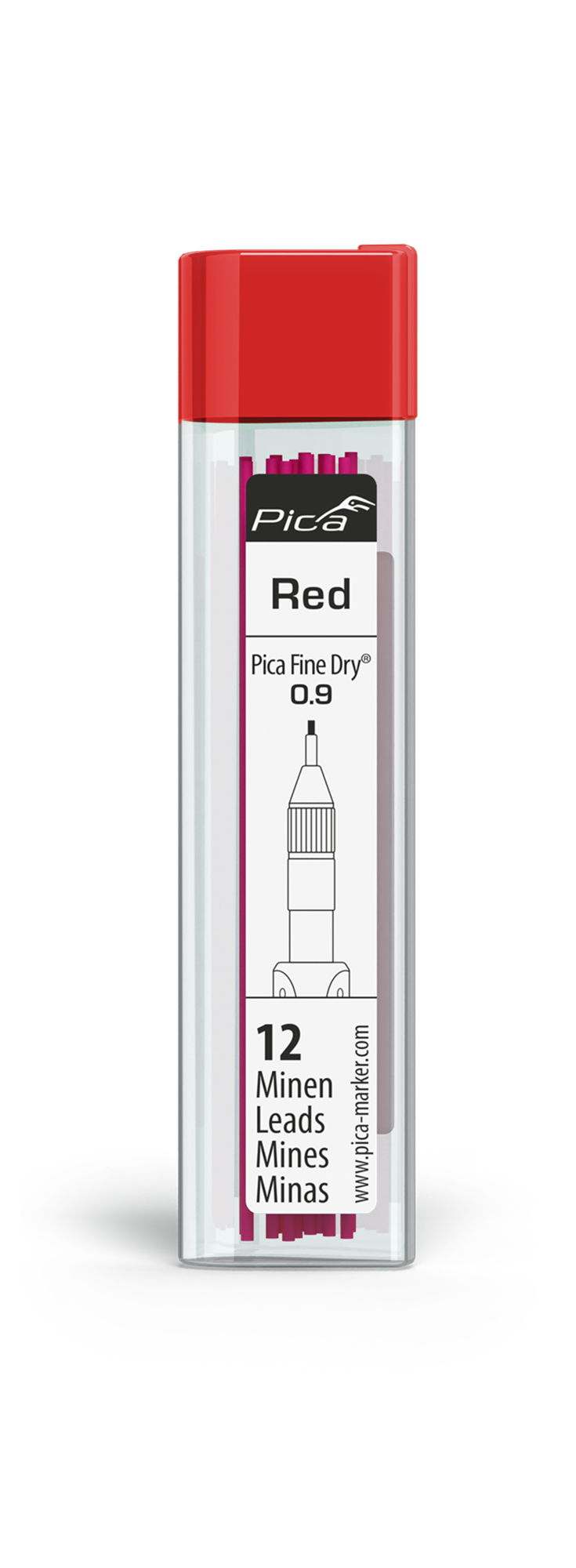 Pica Fine-Dry Minen-Set Rot, 12 Stück