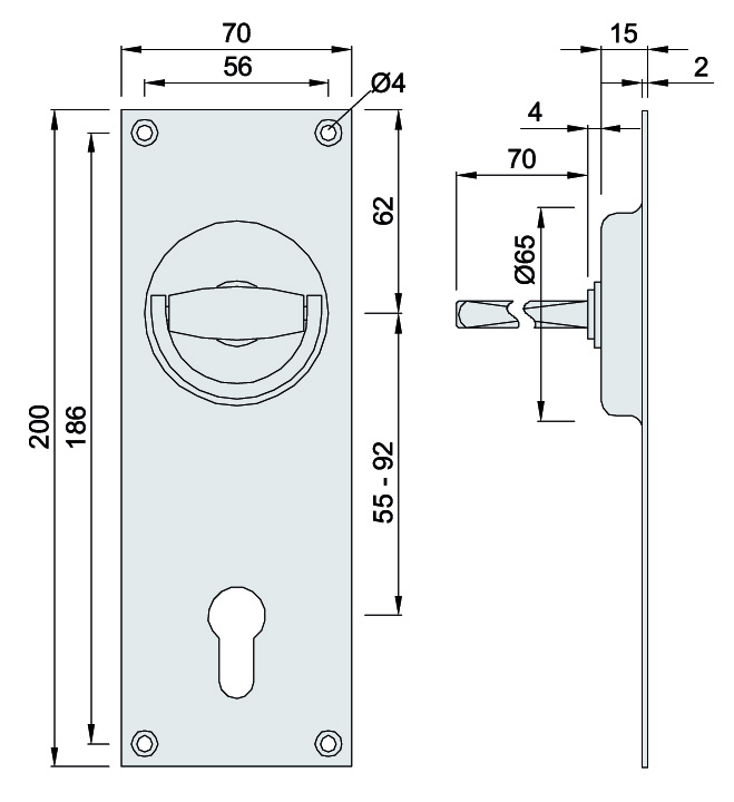 Artikelbild 2 des Artikels KWS Klappringmuschelgriff 5001.31 / F 1 - 72 mm PZ