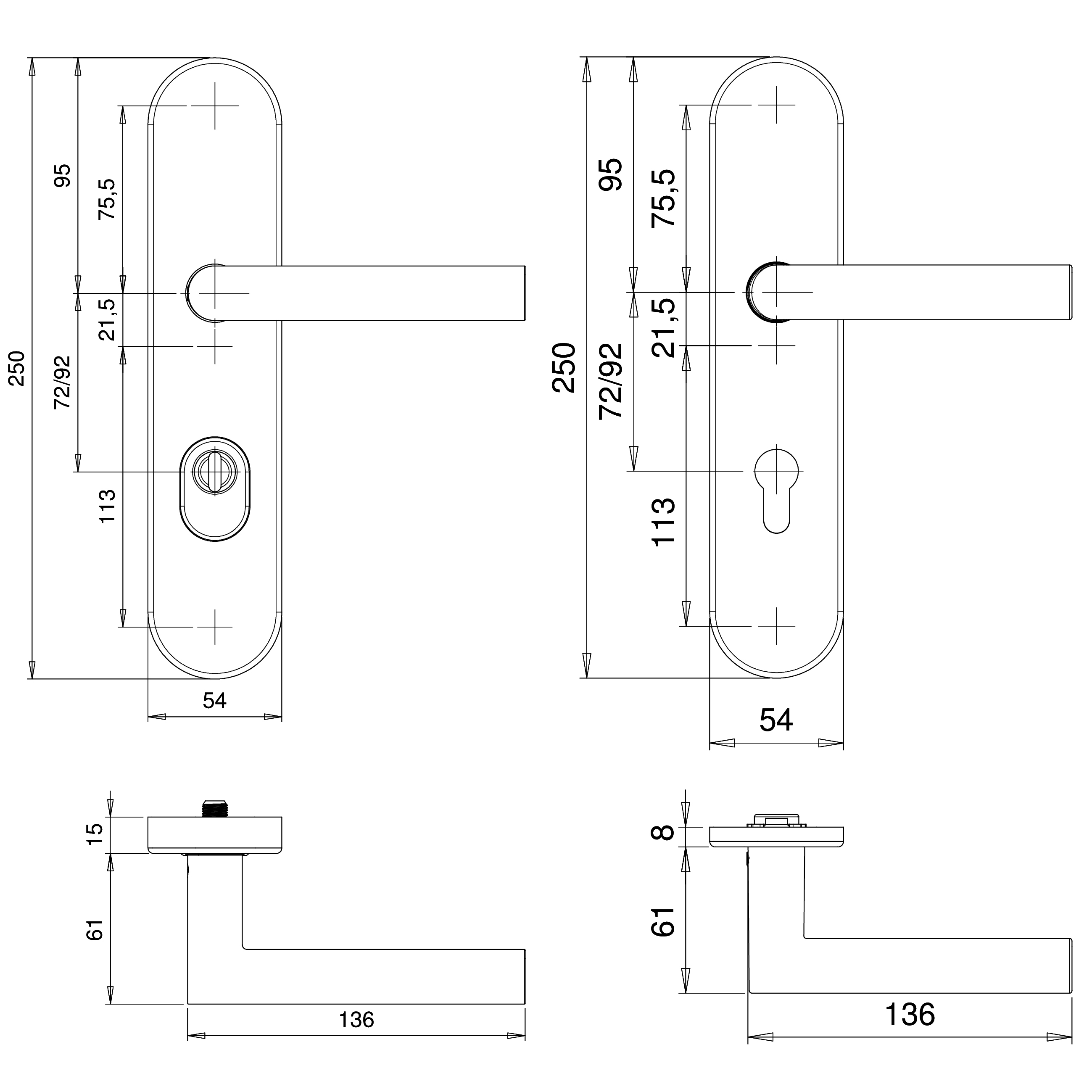 Artikelbild 2 des Artikels EDI HT-Schutzdrückergarnitur ZA Logo ES1 - F 1