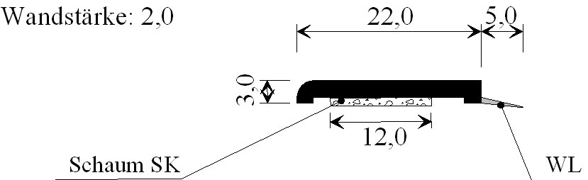 Menke Flachprofil zur Versiegelung  22 x 3mm