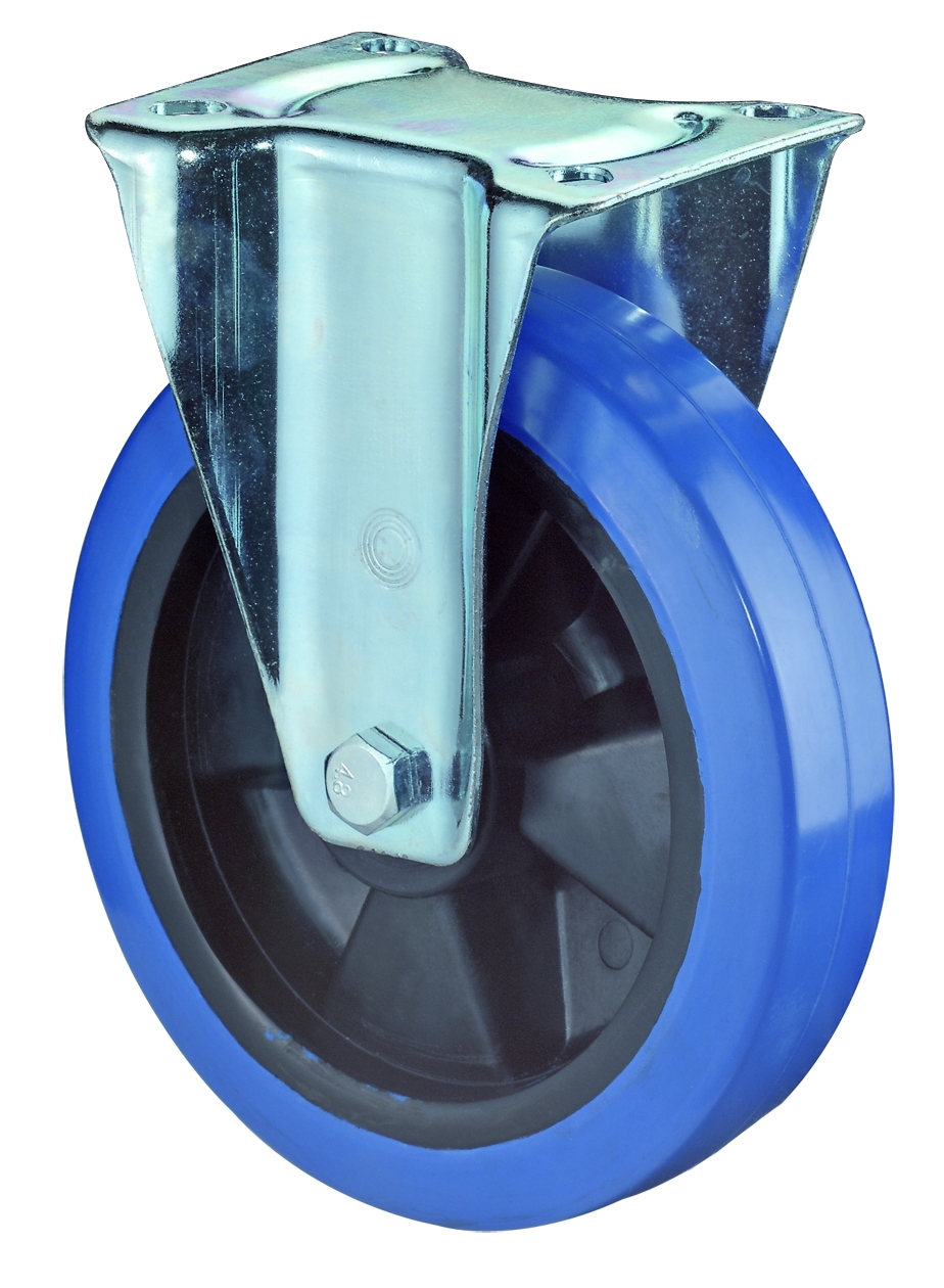 Bockrolle Ø100mm Kunststoff blau Bauhöhe 128mm