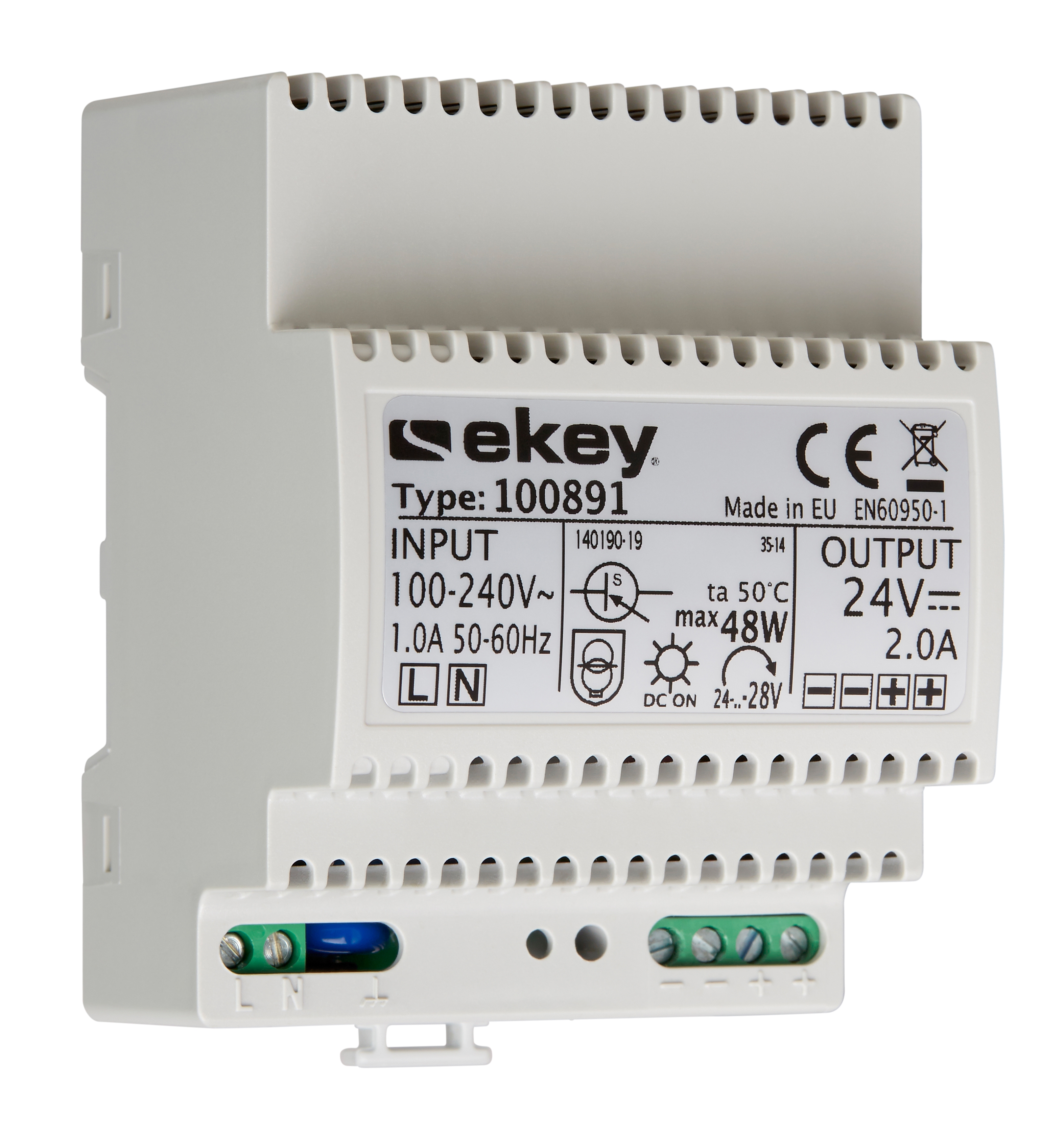 Artikelbild 2 des Artikels ekey Hutschienennetzteil 230 VAC/ 24 VDC/ 2A