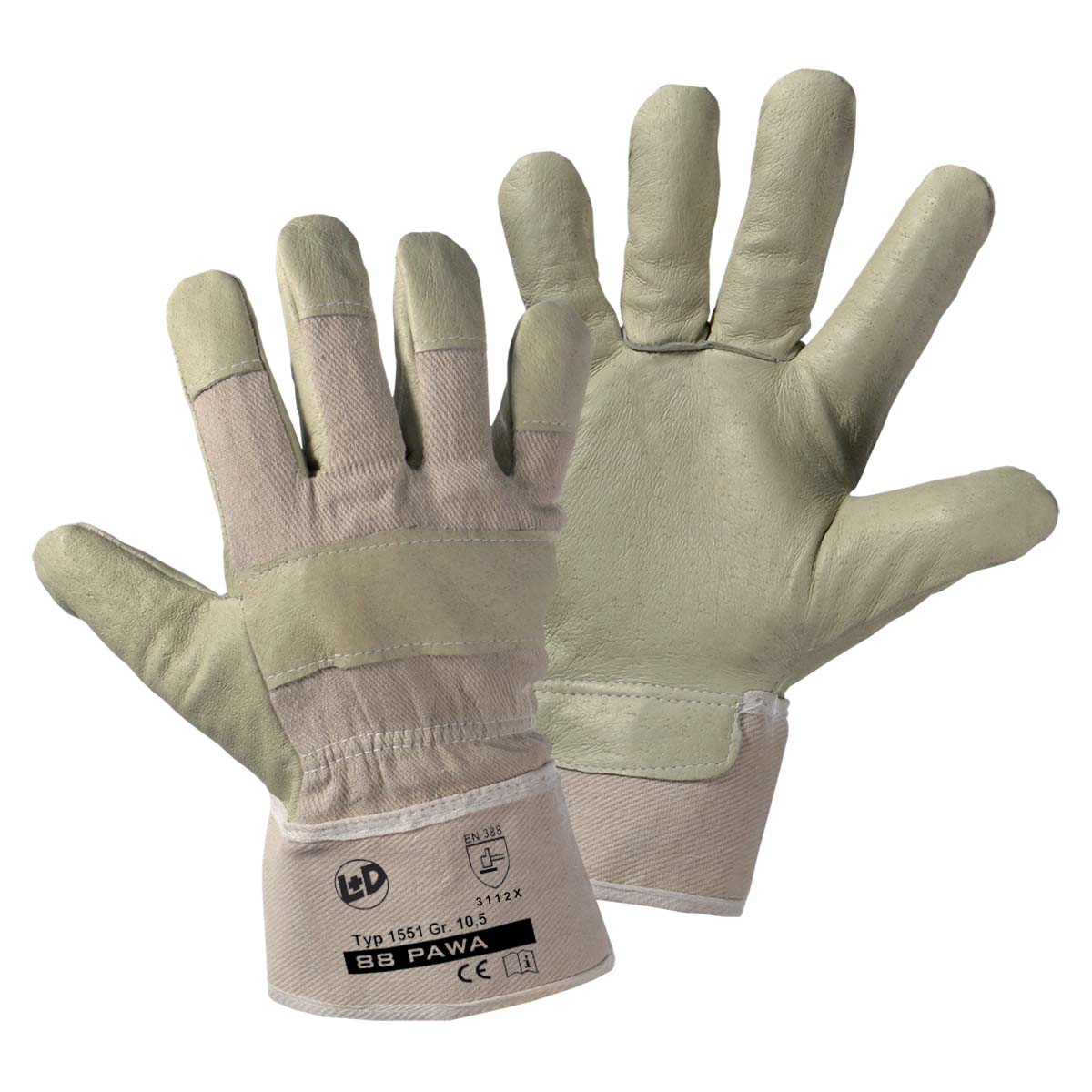 Schweinsnarbenlederhandschuhe, gelb, gefüttert