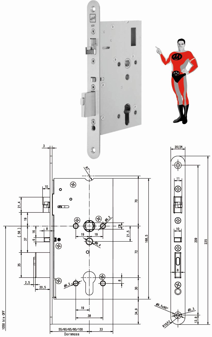 Artikelbild 1 des Artikels Mediator SV VB-Schloss 100/72/9 PZ Stulp 24mm rund Mediator SV VB-Schloss 100/72/9 PZ Stulp 24mm rund