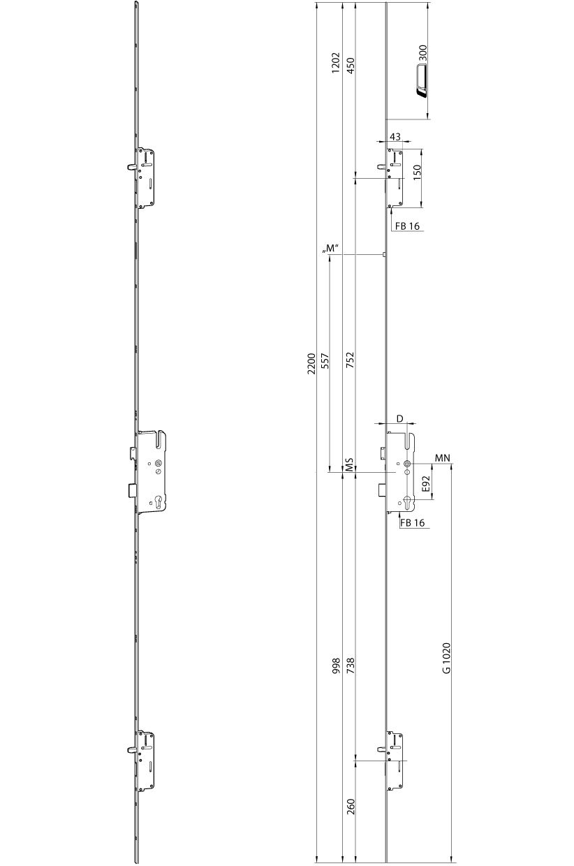 Artikelbild 1 des Artikels 776554 Roto Türverschluss 2 Bolzen 45/92/16/10 776554 Roto Türverschluss 2 Bolzen 45/92/16/10