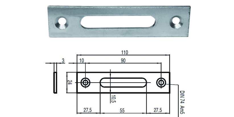 Artikelbild 1 des Artikels Schließblech 1 843700 / 110 x 24 x 3 mm verzinkt Schließblech 1 843700 / 110 x 24 x 3 mm verzinkt