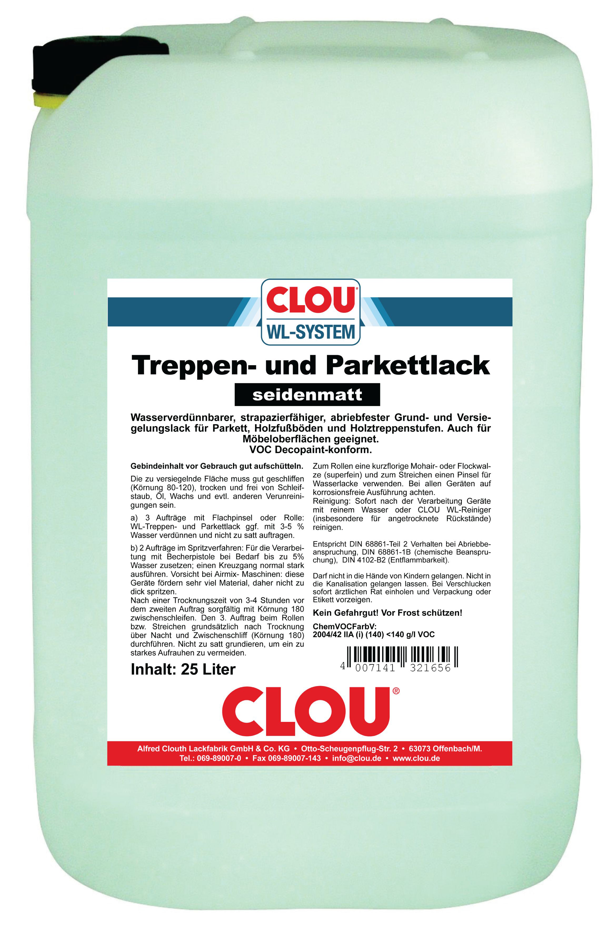 CLOU WL-Treppen/Parkettlack seidenmatt a' 25 ltr.