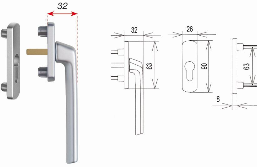 Artikelbild 1 des Artikels 105672 Griff Grt Harmony Außengriff nieder silber 105672 Griff Grt Harmony Außengriff nieder silber