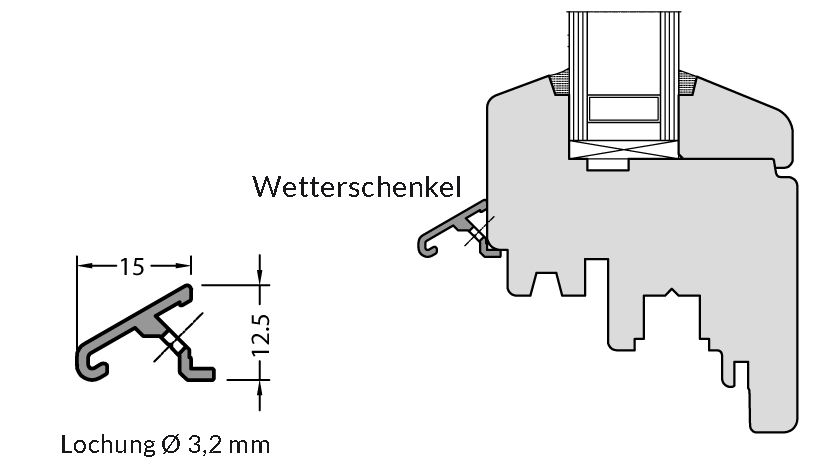 Wetterschenkel P 631 - G 214 / C33 elox.