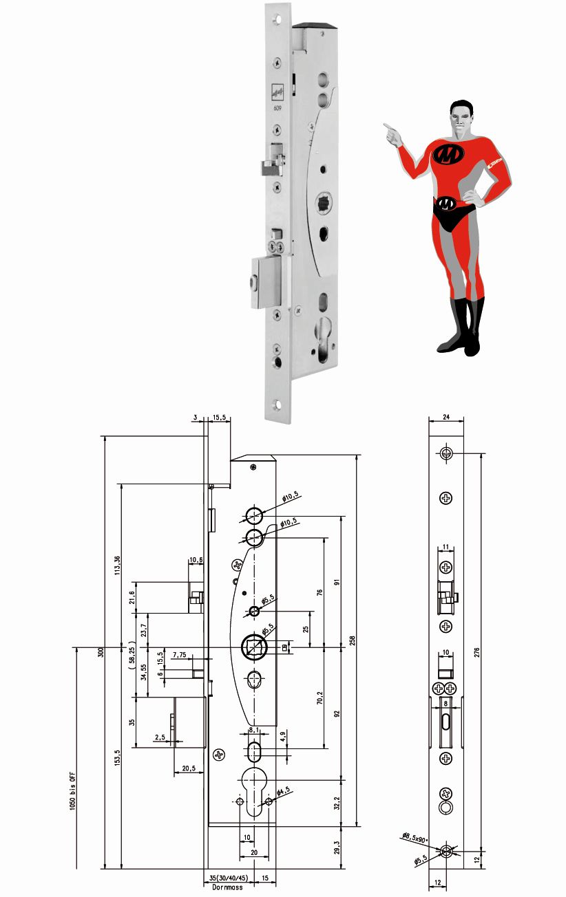 Artikelbild 1 des Artikels Mediator SV RR-Schloss 30/92/9 PZ Stulp 24mm eckig Mediator SV RR-Schloss 30/92/9 PZ Stulp 24mm eckig