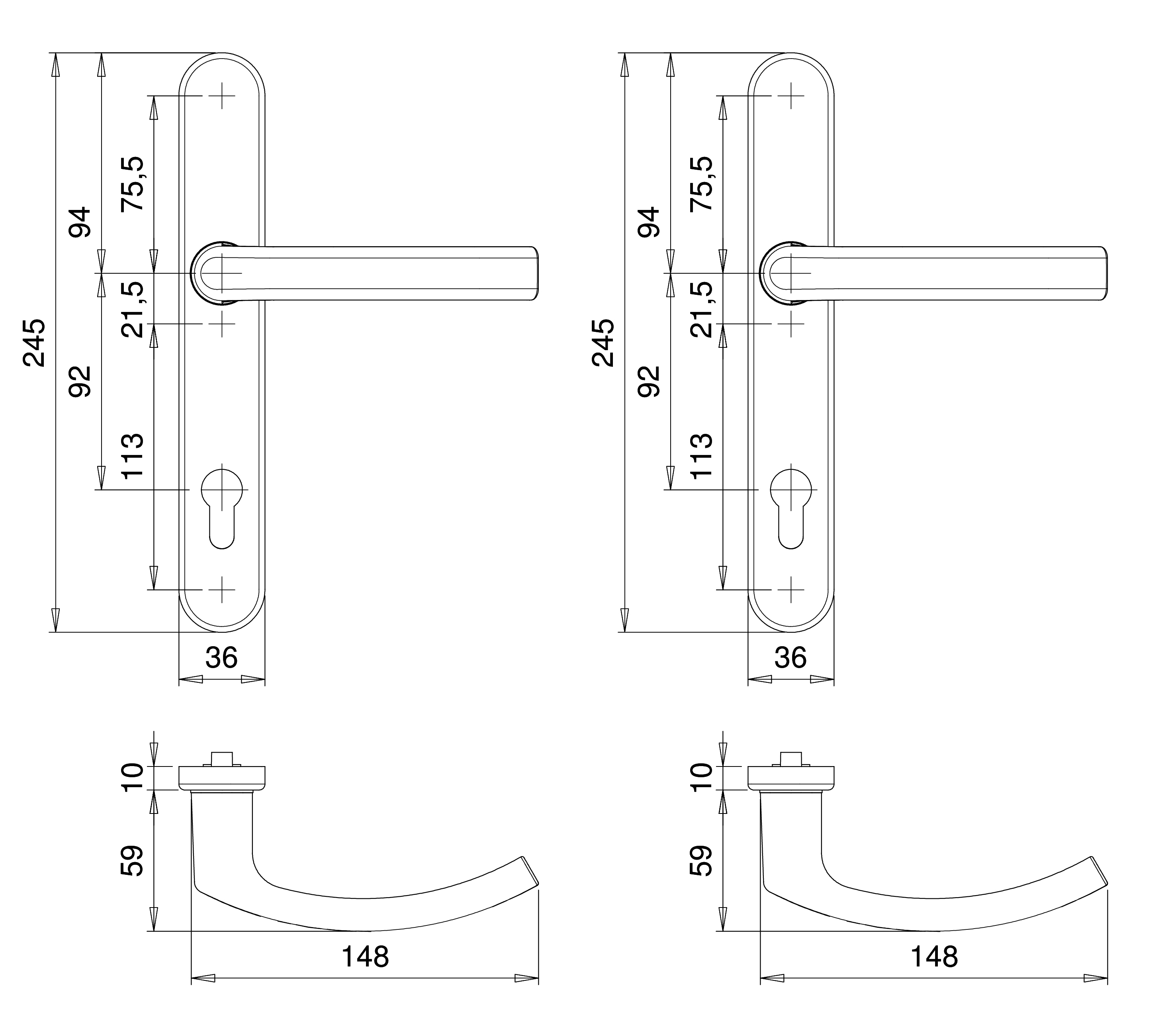 Artikelbild 2 des Artikels EDI Rahmengarnitur beids. Drücker 92mm PZ - F 1