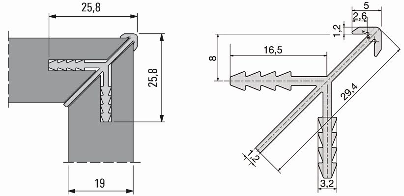 Aluminium Korpus-Eckverbinderprofil Typ 5,