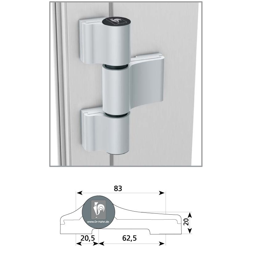 Dr.Hahn-Türband 4 3-teilig - 20/83mm - RAL 9016