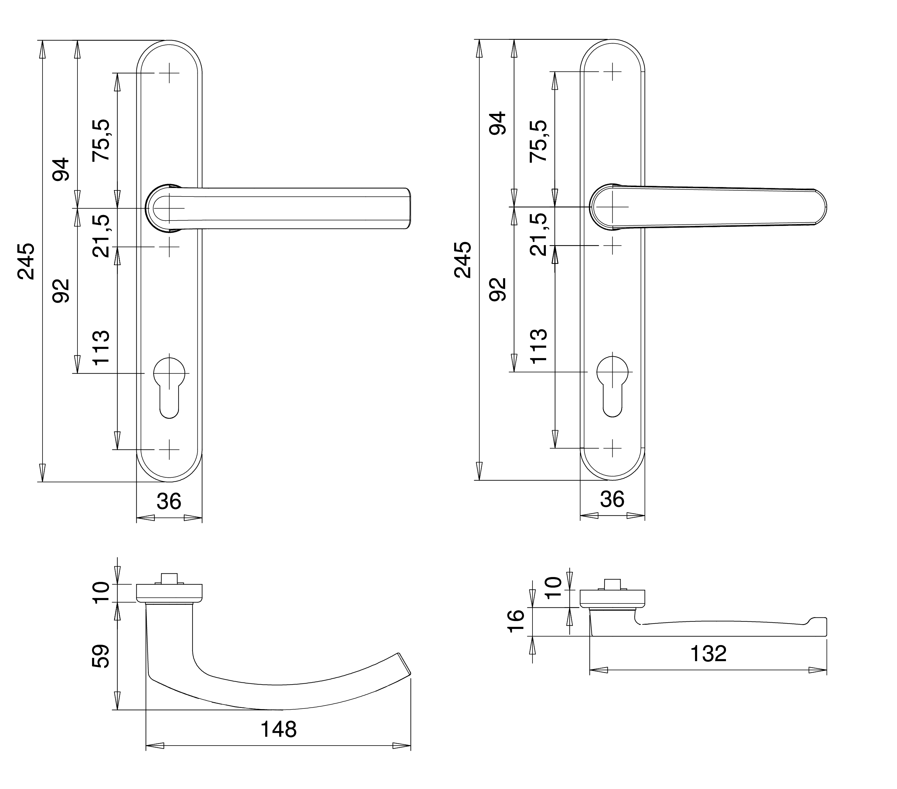 Artikelbild 2 des Artikels EDI Rahmendrückergarn. außen nieder 92mm PZ-F 1