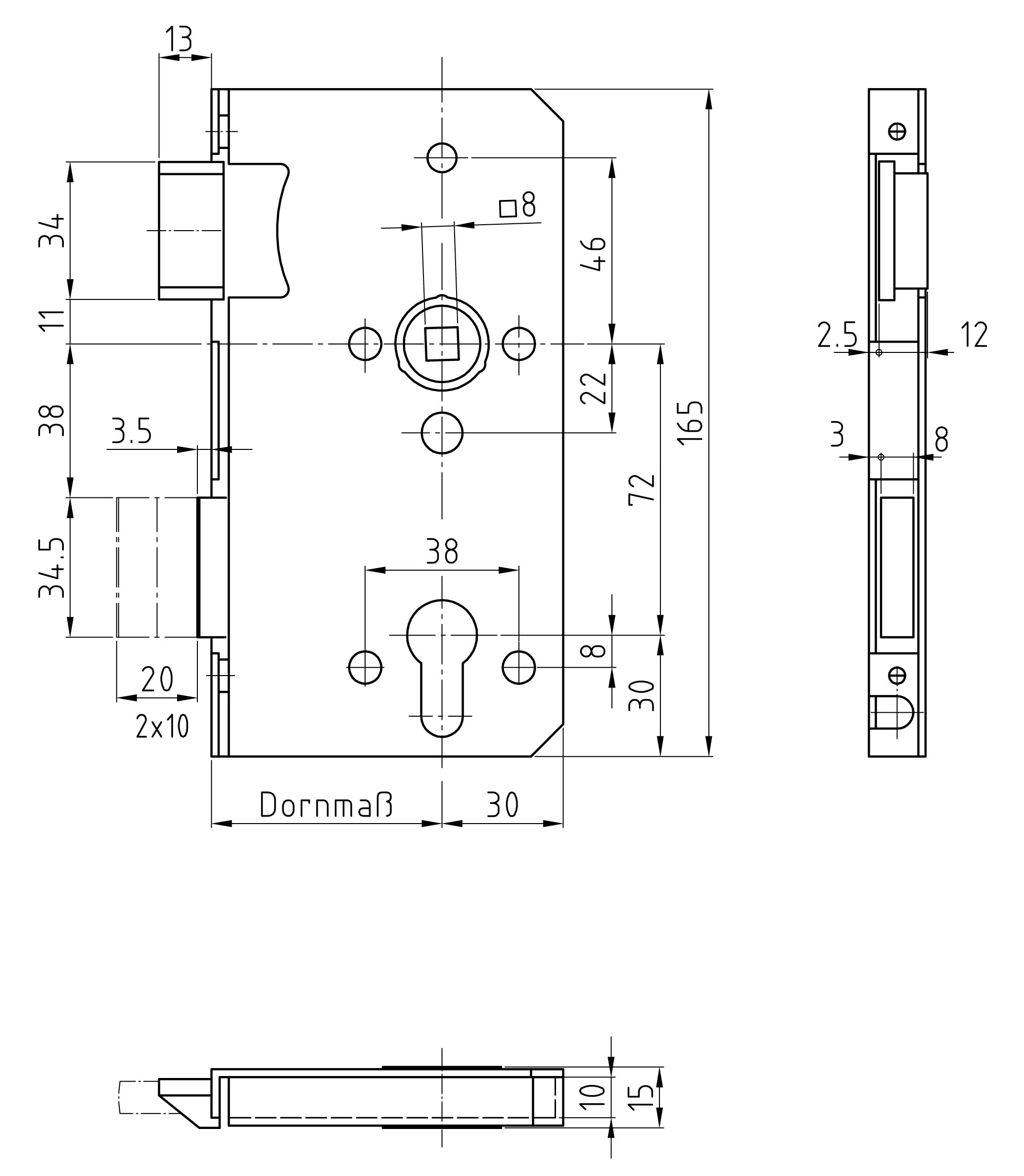 Artikelbild 1 des Artikels Objektschloß ohne Stulp 50 mm Dorn 72-8 PZW Ls Objektschloß ohne Stulp 50 mm Dorn 72-8 PZW Ls