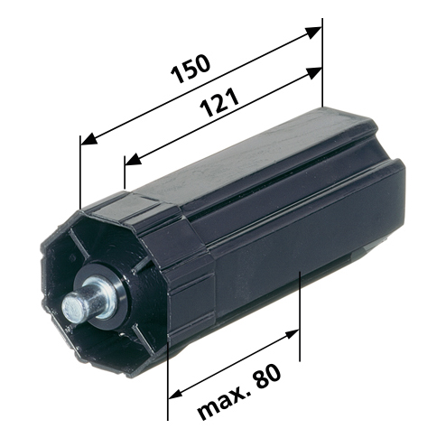 Walzenkappe SW 60 aus PVC aussenl. Stift 12mm