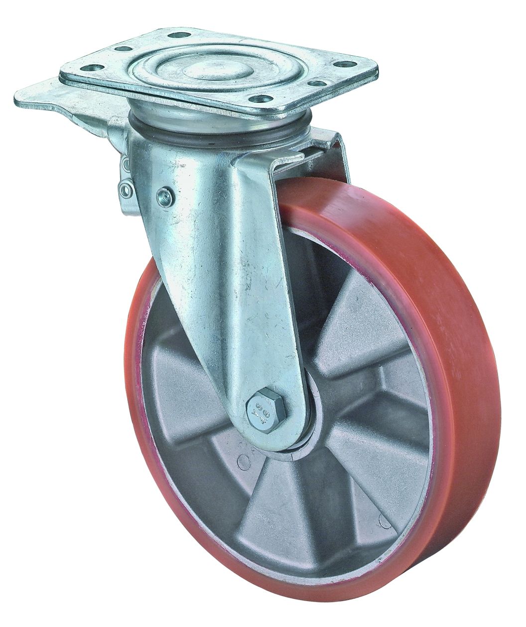 Artikelbild 1 des Artikels Schwerlast-Lenkrolle mit Feststeller Ø100mm rot Schwerlast-Lenkrolle mit Feststeller Ø100mm rot