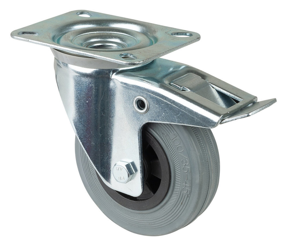 Artikelbild 4 des Artikels Lenkrolle mit Feststeller Ø100mm Gummi grau