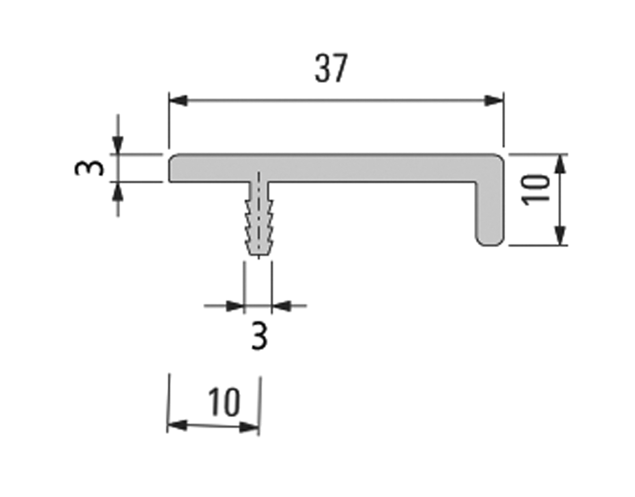 Griffleiste Typ J, Alu ES - Optik, Länge 1195mm