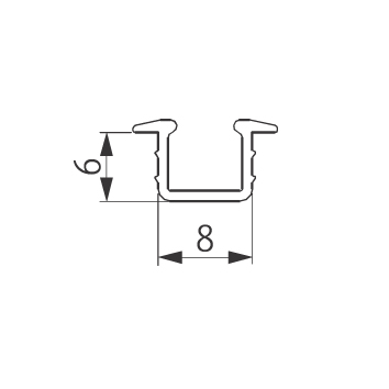 Einfach Lauf- u. Führungsprofil, Alu 8 x 6mm,