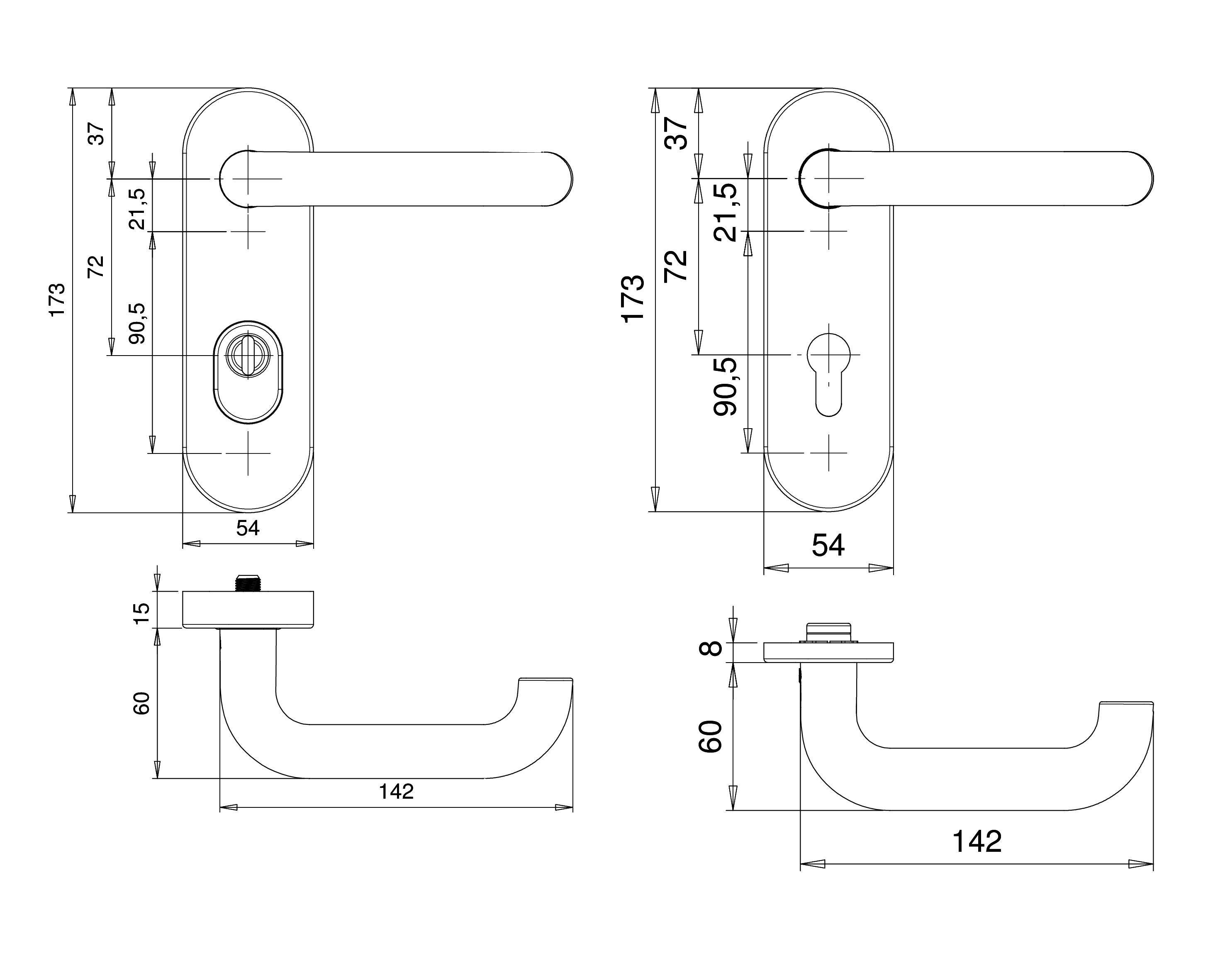 Artikelbild 2 des Artikels EDI FH Schutzdrückergarnitur 72mm PZ/ZA - F 1