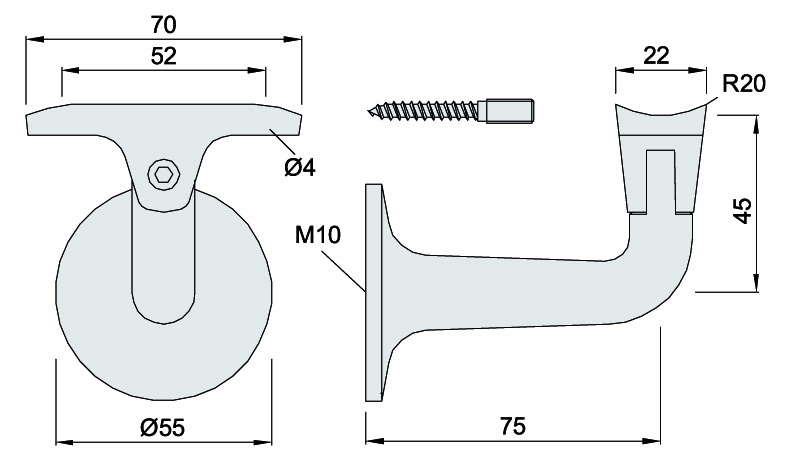 Artikelbild 2 des Artikels KWS Handlaufstütze 4515.31 / F 1 - 75 mm Abstand