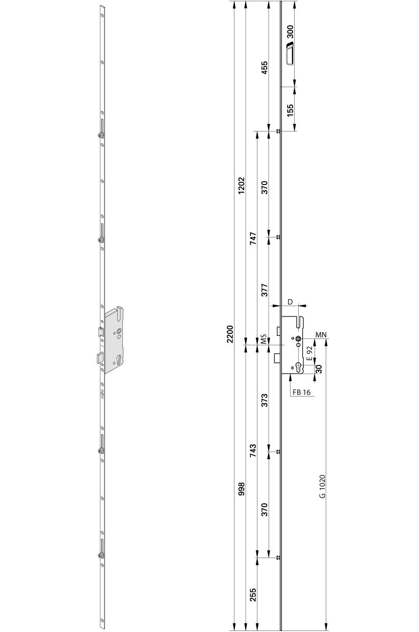 Artikelbild 2 des Artikels 776515 Roto Türverschluss 4V-Zapfen 65/92/16/10