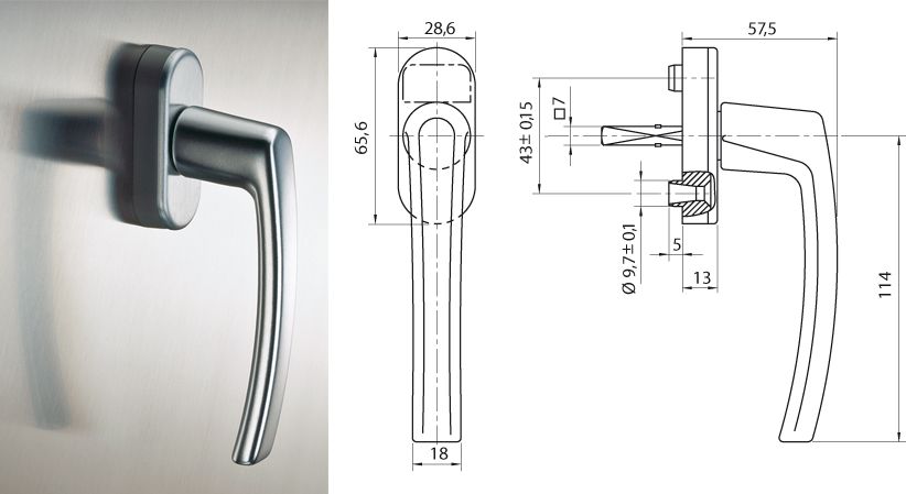 Artikelbild 1 des Artikels 228079 Fenstergriff ROTOline F 1 natursilber 228079 Fenstergriff ROTOline F 1 natursilber