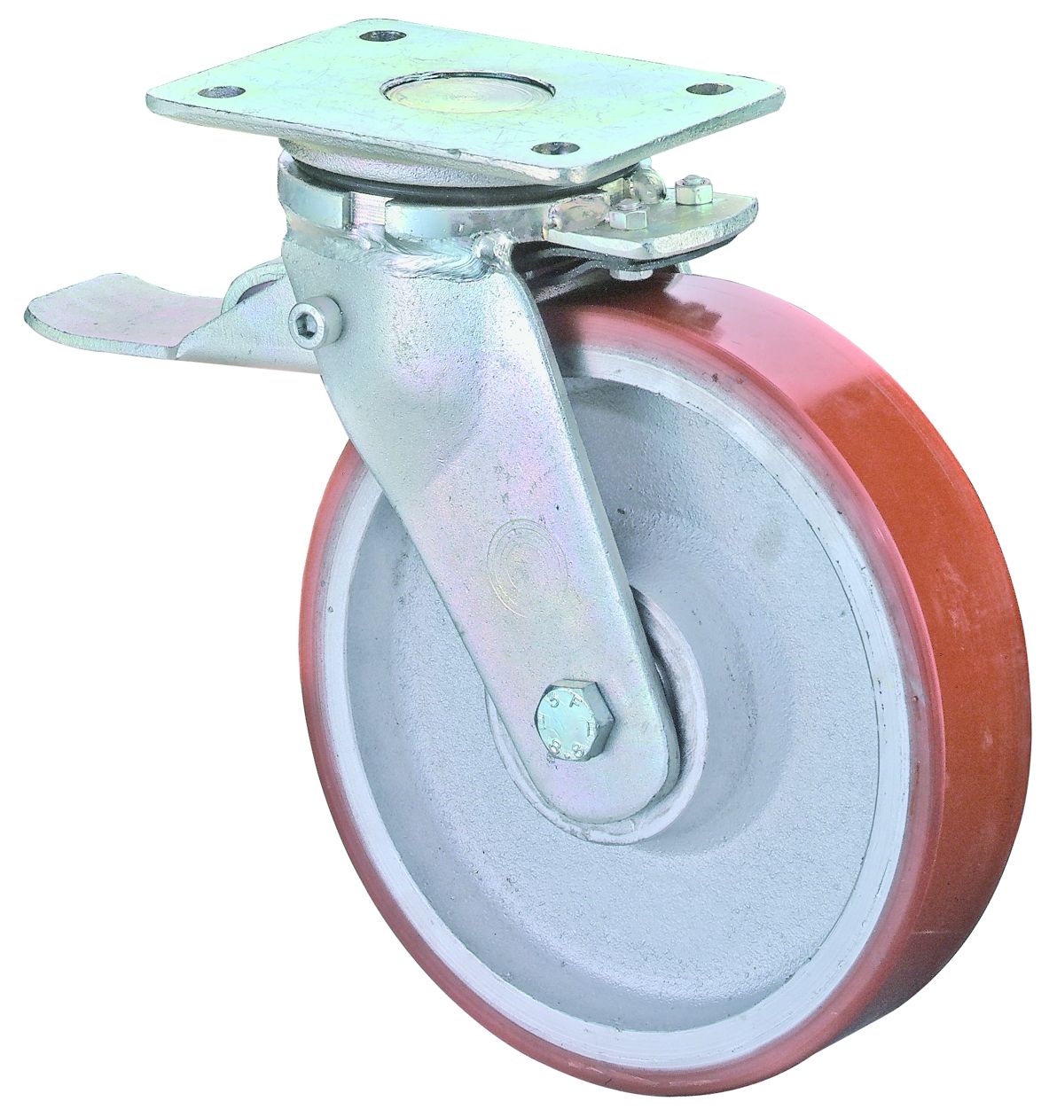 Artikelbild 1 des Artikels Schwerlast-Lenkrolle mit Feststeller Ø100mm rot Schwerlast-Lenkrolle mit Feststeller Ø100mm rot