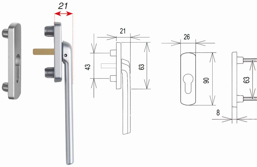 Artikelbild 1 des Artikels 105679  Außengriff Grt. Harmony  flach silber 105679  Außengriff Grt. Harmony  flach silber