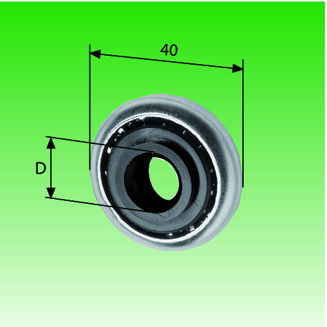 Kugellager mit PVC-Ring  D= 12 mm / 40mm Aussen