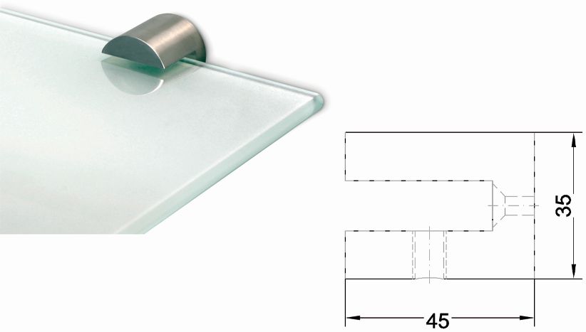 Glasbodenhalter-Set TAKE 2, Edelstahl, Ø 35mm,