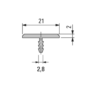 Türkantenleiste Breite 21mm Alu EV1 eloxiert,
