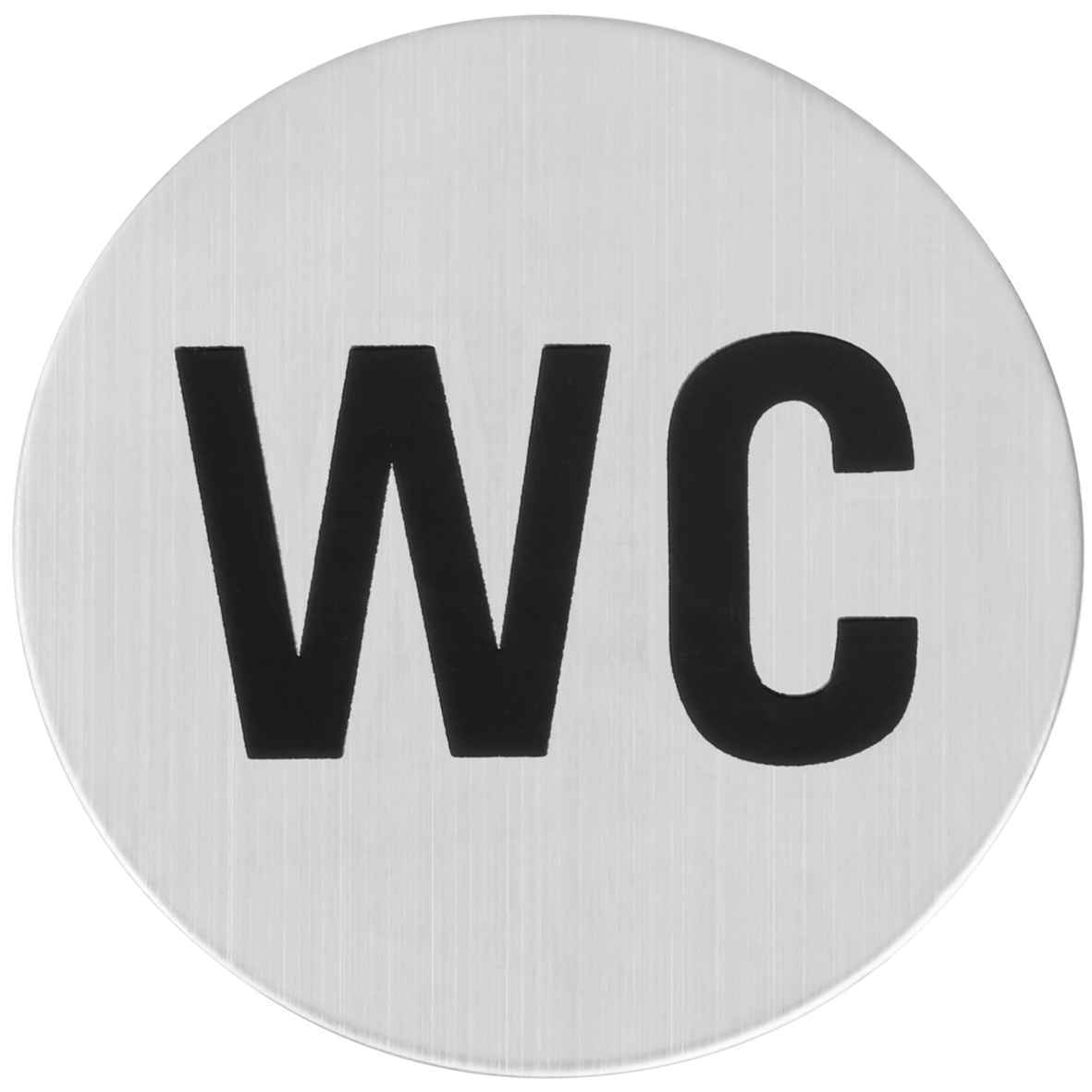 Hinweiszeichen Ø 76 mm "WC" Edelstahl matt