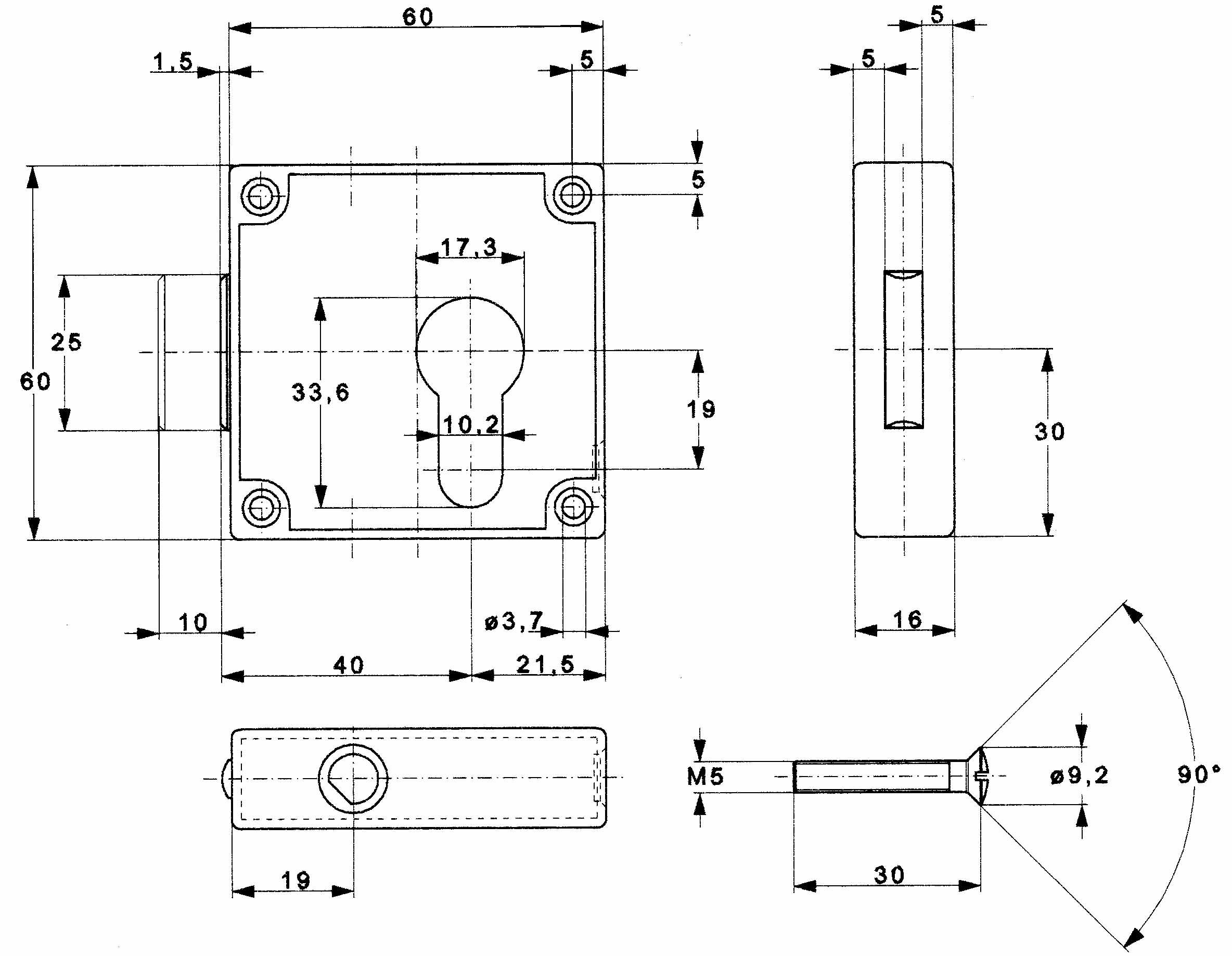 Artikelbild 2 des Artikels JuNie PZ Drehstangenriegelschloss 7401/40 mm Dorn