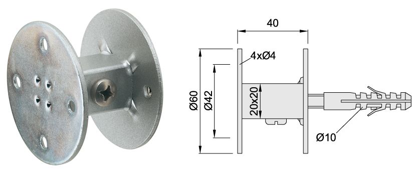 KWS Handlaufstütze 4503.02 DS - f. 40 mm Abstand