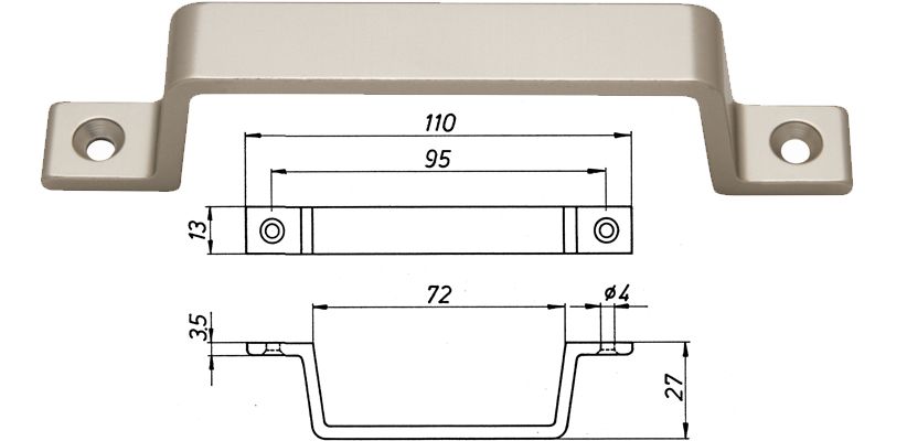 Artikelbild 1 des Artikels DENI Handgriff 8536 E 5 neusilber eloxiert DENI Handgriff 8536 E 5 neusilber eloxiert