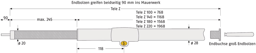 Artikelbild 2 des Artikels Abus Teleskopstange Tele-Z 100 Chr. verchromt