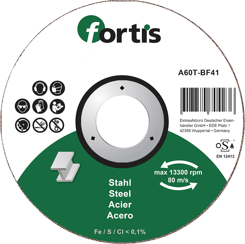 Artikelbild 1 des Artikels Fortis Trennscheibe 115x1,6x22,23mm gerade Fortis Trennscheibe 115x1,6x22,23mm gerade