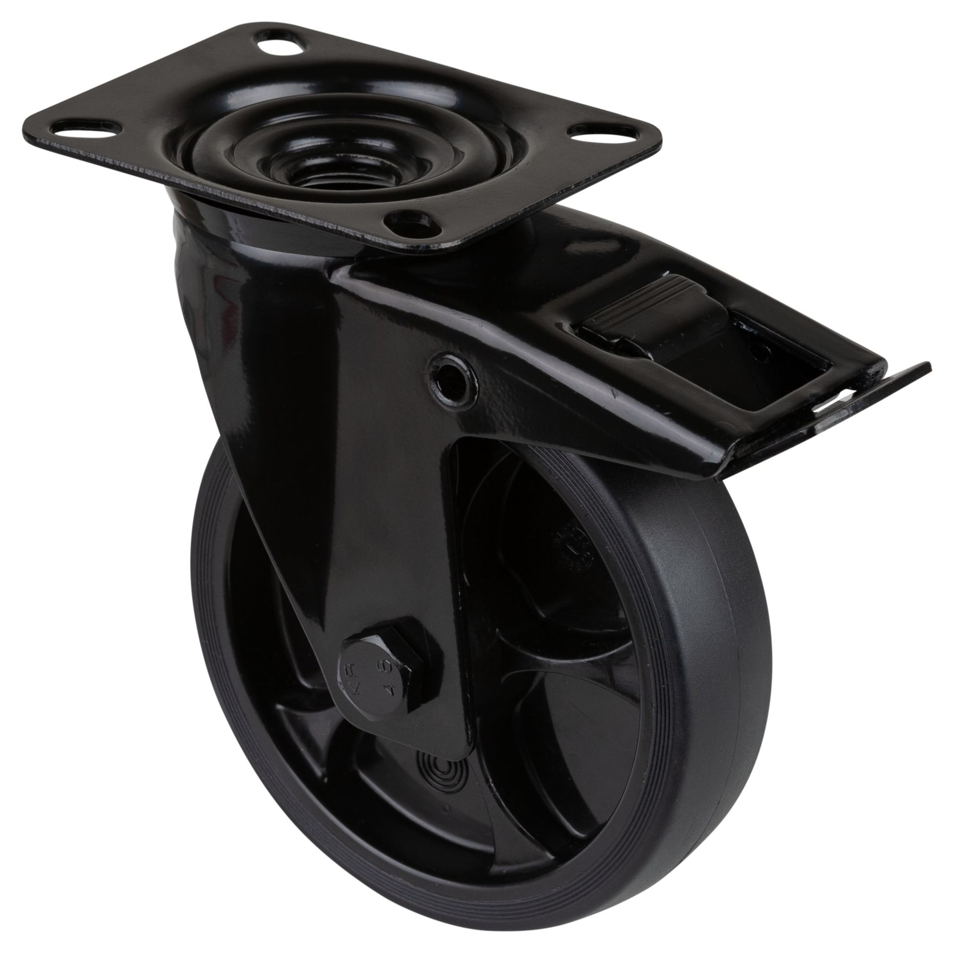Artikelbild 1 des Artikels Transport-Lenkrolle m. Festst. schwarz Rad Ø 125mm Transport-Lenkrolle m. Festst. schwarz Rad Ø 125mm