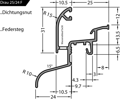 Artikelbild 1 des Artikels Regenschutzschiene Drau 25/24 F - EV 1 Regenschutzschiene Drau 25/24 F - EV 1