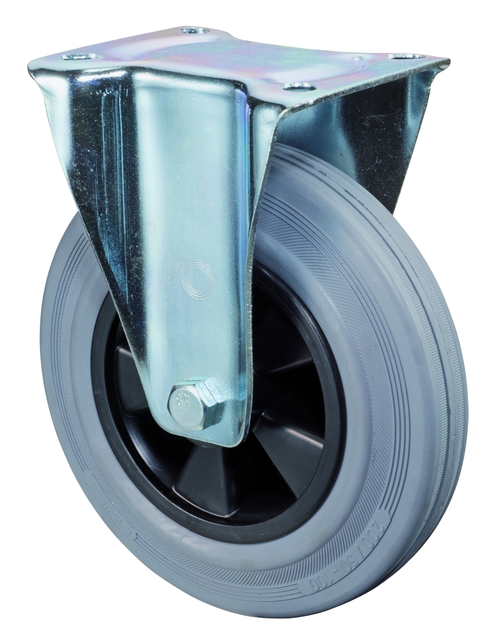 Artikelbild 1 des Artikels Bockrolle Ø100mm Gummi grau Bauhöhe 128mm Bockrolle Ø100mm Gummi grau Bauhöhe 128mm