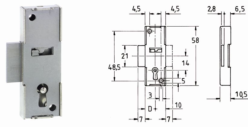 Artikelbild 1 des Artikels JuNie Briefkastenschloss 224, Dorn 10mm, Ober- JuNie Briefkastenschloss 224, Dorn 10mm, Ober-