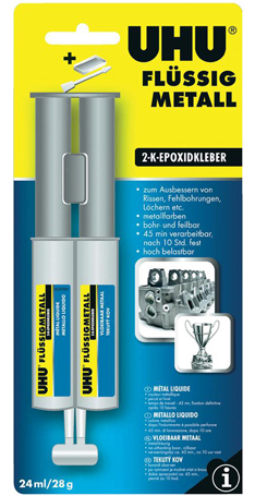 Artikelbild 1 des Artikels UHU Flüssigmetall 2-K Epoxidkleber 25ml UHU Flüssigmetall 2-K Epoxidkleber 25ml