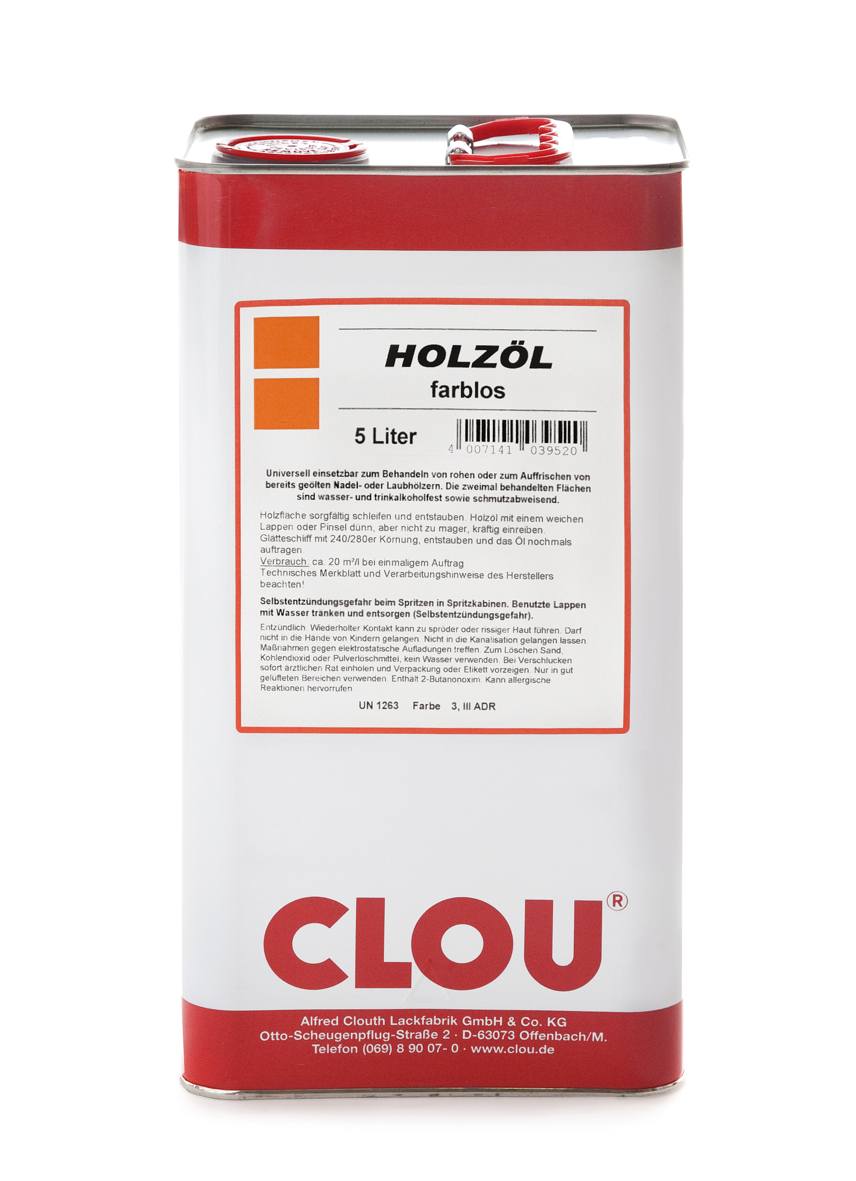 CLOU Holzöl ( Hartöl ) Kanne a' 5 ltr.
