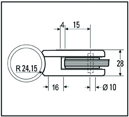 Artikelbild 2 des Artikels Glas-Klemmbefestigung eckig für Rundrohr Ø 48,3mm