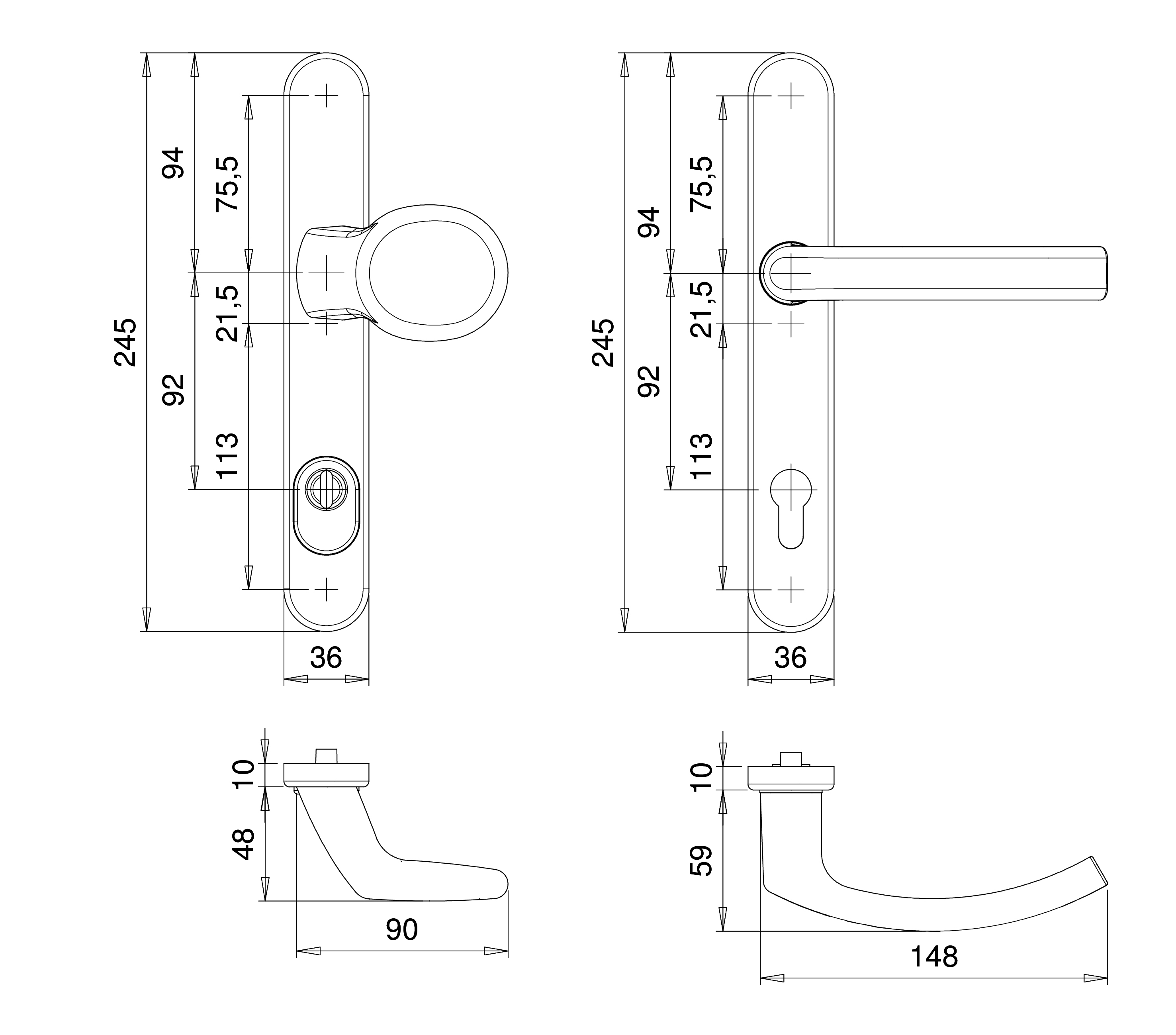 Artikelbild 2 des Artikels EDI Rahmen-WE-Garn. mit Knopf 92mm ZA - Alu F1