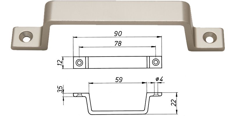 Artikelbild 1 des Artikels DENI Handgriff 8535 E 5 neusilber eloxiert DENI Handgriff 8535 E 5 neusilber eloxiert